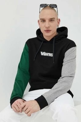 Zdjęcie produktu Vans bluza bawełniana męska kolor czarny z kapturem z aplikacją