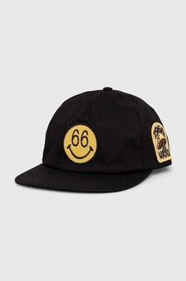 Zdjęcie produktu Vans czapka z daszkiem bawełniana kolor czarny z aplikacją