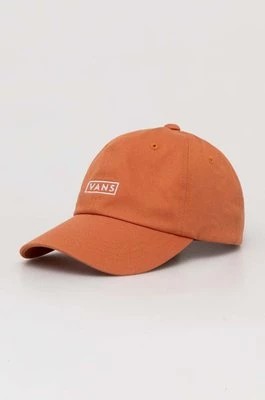Zdjęcie produktu Vans czapka z daszkiem bawełniana kolor pomarańczowy z nadrukiem