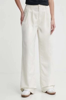 Zdjęcie produktu Vans spodnie damskie kolor beżowy szerokie high waist
