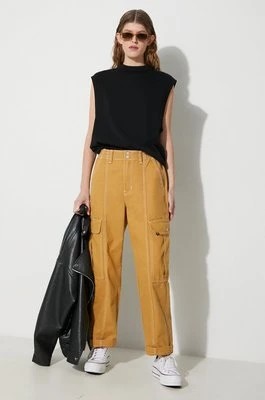 Zdjęcie produktu Vans spodnie damskie kolor brązowy proste high waist