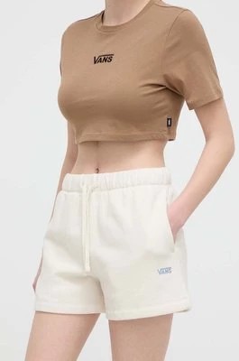 Zdjęcie produktu Vans szorty damskie kolor beżowy gładkie high waist