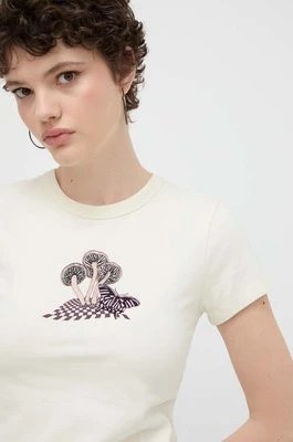 Zdjęcie produktu Vans t-shirt bawełniany damski kolor beżowy