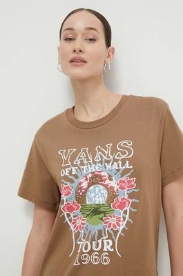 Zdjęcie produktu Vans t-shirt bawełniany damski kolor brązowy