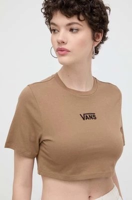 Zdjęcie produktu Vans t-shirt bawełniany damski kolor brązowy