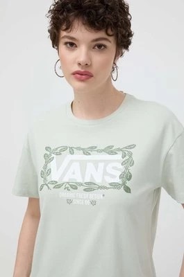 Zdjęcie produktu Vans t-shirt bawełniany damski kolor zielony