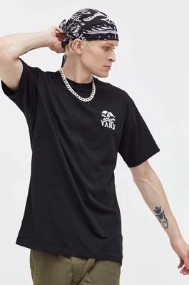 Zdjęcie produktu Vans t-shirt bawełniany kolor czarny z nadrukiem