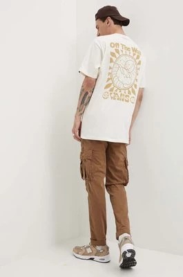 Zdjęcie produktu Vans t-shirt bawełniany męski kolor beżowy z nadrukiem