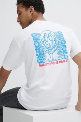 Zdjęcie produktu Vans t-shirt bawełniany męski kolor biały z nadrukiem