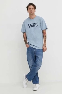 Zdjęcie produktu Vans t-shirt bawełniany męski kolor niebieski z nadrukiem