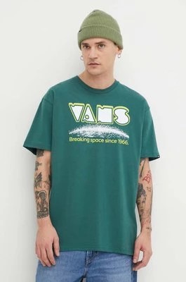 Zdjęcie produktu Vans t-shirt bawełniany męski kolor zielony z nadrukiem