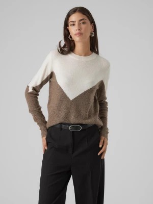 Zdjęcie produktu Vero Moda Sweter w kolorze brązowo-kremowym rozmiar: L