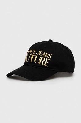 Zdjęcie produktu Versace Jeans Couture czapka z daszkiem bawełniana kolor czarny z aplikacją 76GAZK32 ZG207