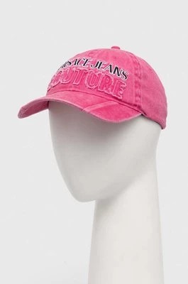 Zdjęcie produktu Versace Jeans Couture czapka z daszkiem bawełniana kolor różowy z aplikacją 76HAZK37 ZG274
