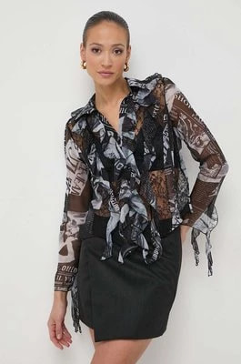 Zdjęcie produktu Versace Jeans Couture koszula damska kolor czarny regular z kołnierzykiem klasycznym 76HAL205 NS400