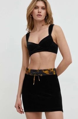 Zdjęcie produktu Versace Jeans Couture spódnica welurowa kolor czarny mini prosta 76HAE325 JS291