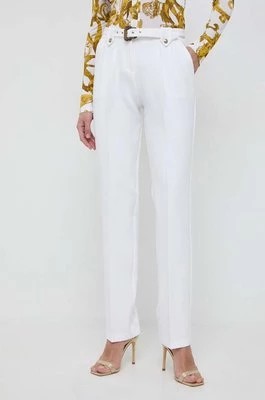 Zdjęcie produktu Versace Jeans Couture spodnie damskie kolor beżowy fason cygaretki high waist 76HAA111 N0103