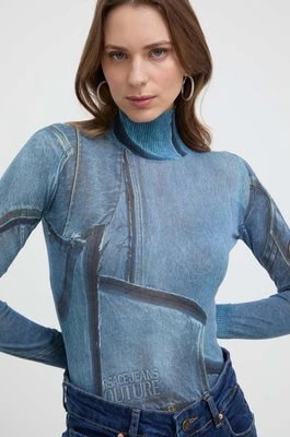 Zdjęcie produktu Versace Jeans Couture sweter bawełniany kolor niebieski lekki z półgolfem 76HAFM09 CMH37