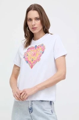 Zdjęcie produktu Versace Jeans Couture t-shirt bawełniany damski kolor biały 76HAHL01 CJ01L