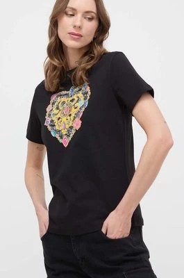 Zdjęcie produktu Versace Jeans Couture t-shirt bawełniany damski kolor czarny 76HAHL01 CJ01L