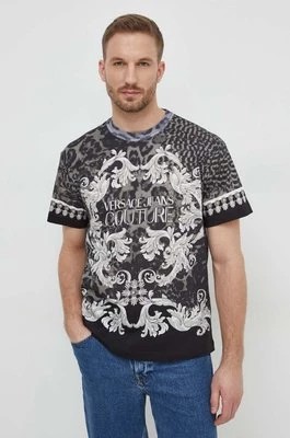 Zdjęcie produktu Versace Jeans Couture t-shirt bawełniany męski kolor szary wzorzysty 76GAH6RA JS327