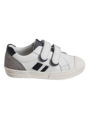 Zdjęcie produktu vertbaudet Skórzane sneakersy w kolorze biało-jasnoszarym rozmiar: 24