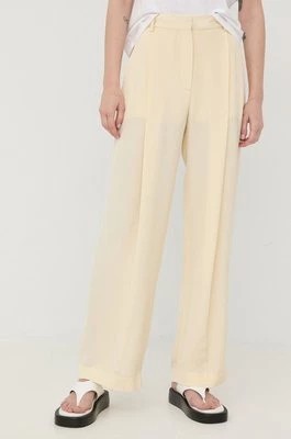 Zdjęcie produktu Victoria Beckham spodnie jedwabne damskie kolor beżowy szerokie high waist