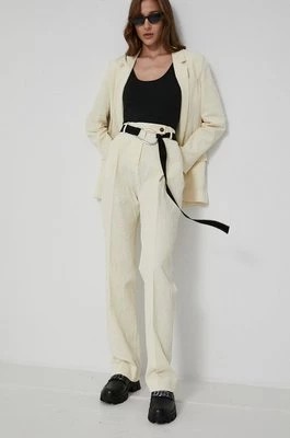 Zdjęcie produktu Victoria Victoria Beckham Spodnie damskie kolor kremowy szerokie high waist