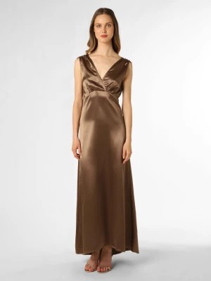 Zdjęcie produktu Vila Damska sukienka wieczorowa Kobiety Satyna brązowy jednolity,