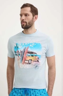 Zdjęcie produktu Vilebrequin t-shirt bawełniany PORTISOL męski kolor niebieski z nadrukiem PTSAP384