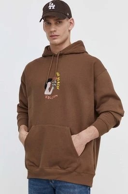 Zdjęcie produktu Volcom bluza x ARTHUR LONGO męska kolor brązowy z kapturem z aplikacją