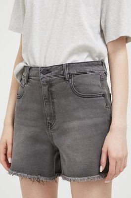 Zdjęcie produktu Volcom szorty jeansowe damskie kolor szary gładkie high waist