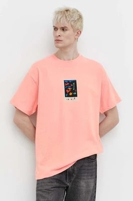 Zdjęcie produktu Volcom t-shirt bawełniany x ARTHUR LONGO męski kolor różowy z nadrukiem