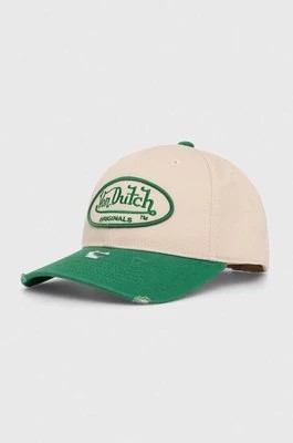 Zdjęcie produktu Von Dutch czapka z daszkiem bawełniana kolor zielony z aplikacją