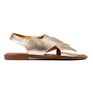 Zdjęcie produktu W. Potocki Damskie złote sandały płaskie Potocki złoty