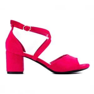 Zdjęcie produktu W. Potocki Zamszowe sandały na słupku różowe Potocki