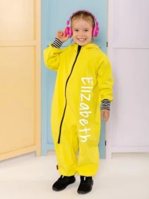 Zdjęcie produktu Waterproof Softshell Overall Comfy Bright Yellow Striped Cuffs Jumpsuit iELM