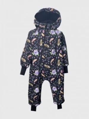 Zdjęcie produktu Waterproof Softshell Overall Comfy Flowers And Feathers Black Jumpsuit iELM