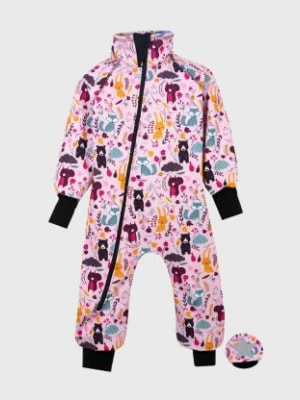 Zdjęcie produktu Waterproof Softshell Overall Comfy Forest Animals Pink Bodysuit iELM