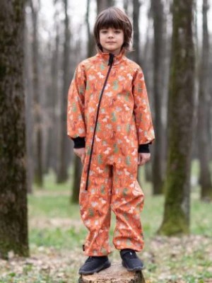 Zdjęcie produktu Waterproof Softshell Overall Comfy Jolly Dino Orange Bodysuit iELM