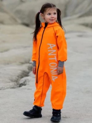 Zdjęcie produktu Waterproof Softshell Overall Comfy Neon Orange Striped Cuffs Jumpsuit iELM