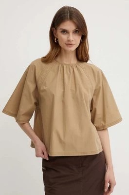 Zdjęcie produktu Weekend Max Mara bluzka bawełniana damska kolor beżowy gładka 2415161032600