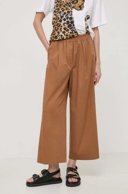 Zdjęcie produktu Weekend Max Mara spodnie bawełniane kolor brązowy szerokie high waist 2415131142600