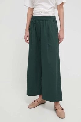 Zdjęcie produktu Weekend Max Mara spodnie bawełniane kolor zielony szerokie high waist 2415131142600