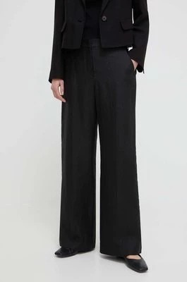 Zdjęcie produktu Weekend Max Mara spodnie lniane kolor czarny szerokie high waist 2415131022600