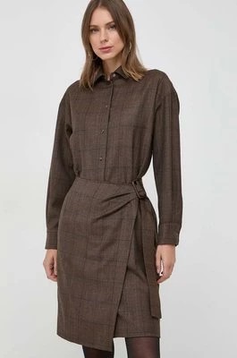 Zdjęcie produktu Weekend Max Mara sukienka wełniana kolor brązowy mini rozkloszowana