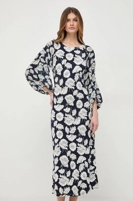Zdjęcie produktu Weekend Max Mara sukienka z domieszką jedwabiu kolor granatowy maxi prosta 2415621071600