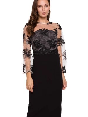 Zdjęcie produktu Wieczorowa ekskluzywna ołówkowa sukienka z koronką czarna Makover