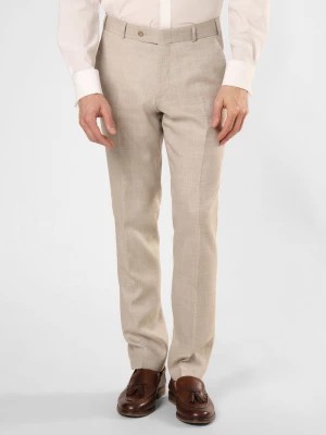 Zdjęcie produktu Wilvorst Męskie spodnie od garnituru modułowego z domieszką lnu i jedwabiu Mężczyźni Regular Fit len beżowy wypukły wzór tkaniny,