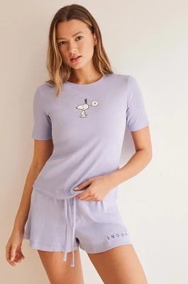 Zdjęcie produktu women'secret piżama bawełniana Snoopy kolor fioletowy bawełniana